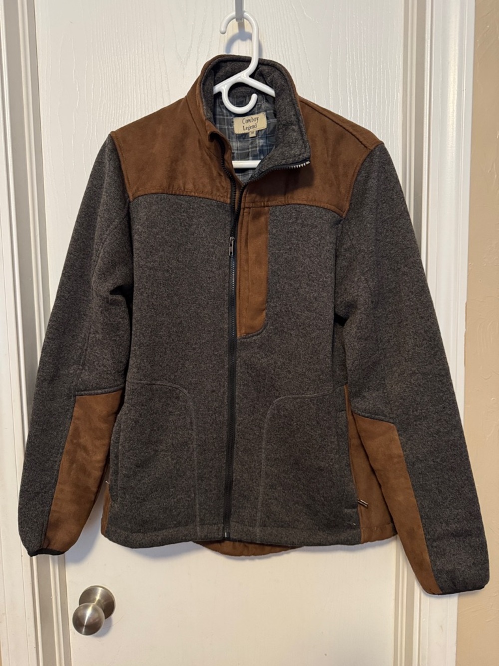 Cowboy Legend Men’s Gray Jacket with Brown Suede Accents